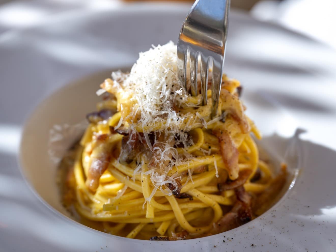 Spaghetti alla chitarra, sauce carbonare au guanciale-Tavolo